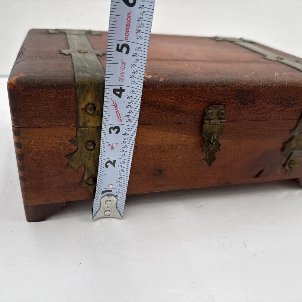 Vtg 1940s50s Pilliod Wooden Rectangular Chest/jewelry Box Brass Hardware MCM